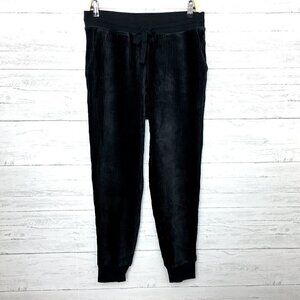 NEW Encore by Idina Menzel Black Jogger Pants Corded Velour Pockets Small